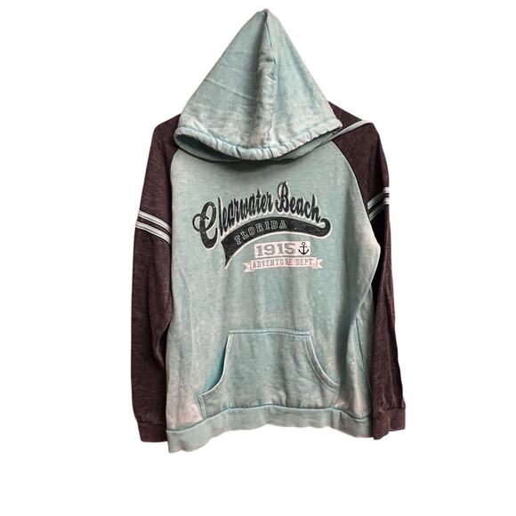 Avalon Apparel Clearwater Beach Florida Lightweight Mint Green Grey Hoodie L - Picture 9 of 9